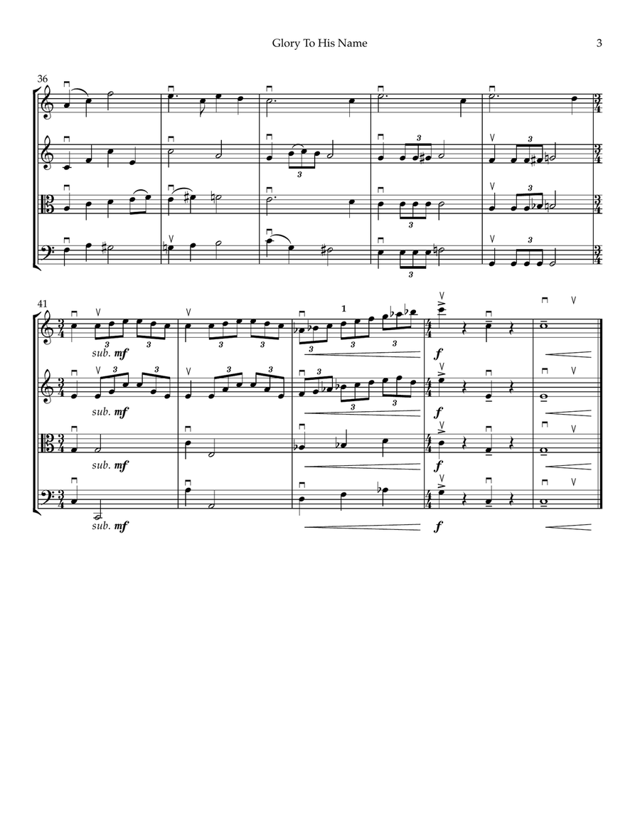 Glory To His Name Glory To His Name String Quartet scores gallery preview page 3