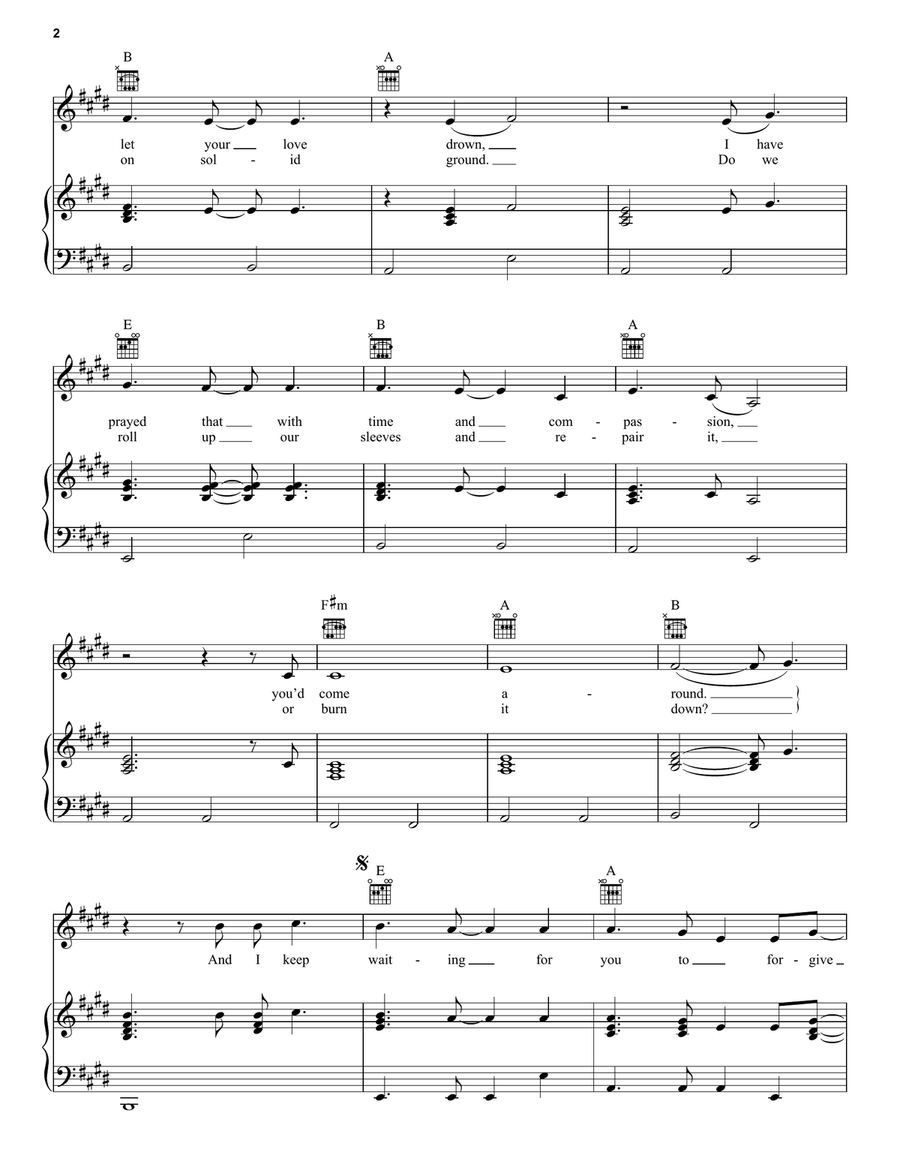 Hard Rock Bottom Of Your Heart Piano, Vocal, Guitar scores gallery preview page 2