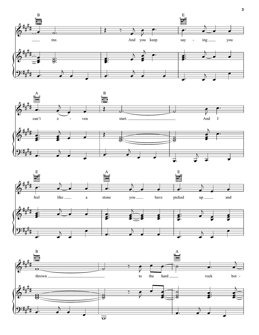 Hard Rock Bottom Of Your Heart Piano, Vocal, Guitar scores gallery preview page 3