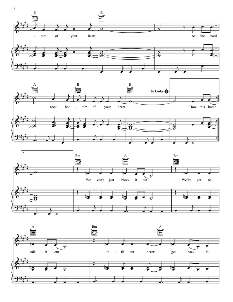 Hard Rock Bottom Of Your Heart Piano, Vocal, Guitar scores gallery preview page 4