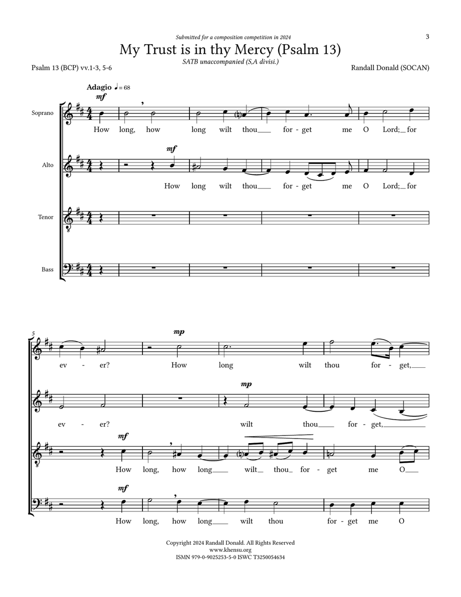 My Trust is in thy Mercy (Psalm 13) 4-Part scores gallery preview page 3