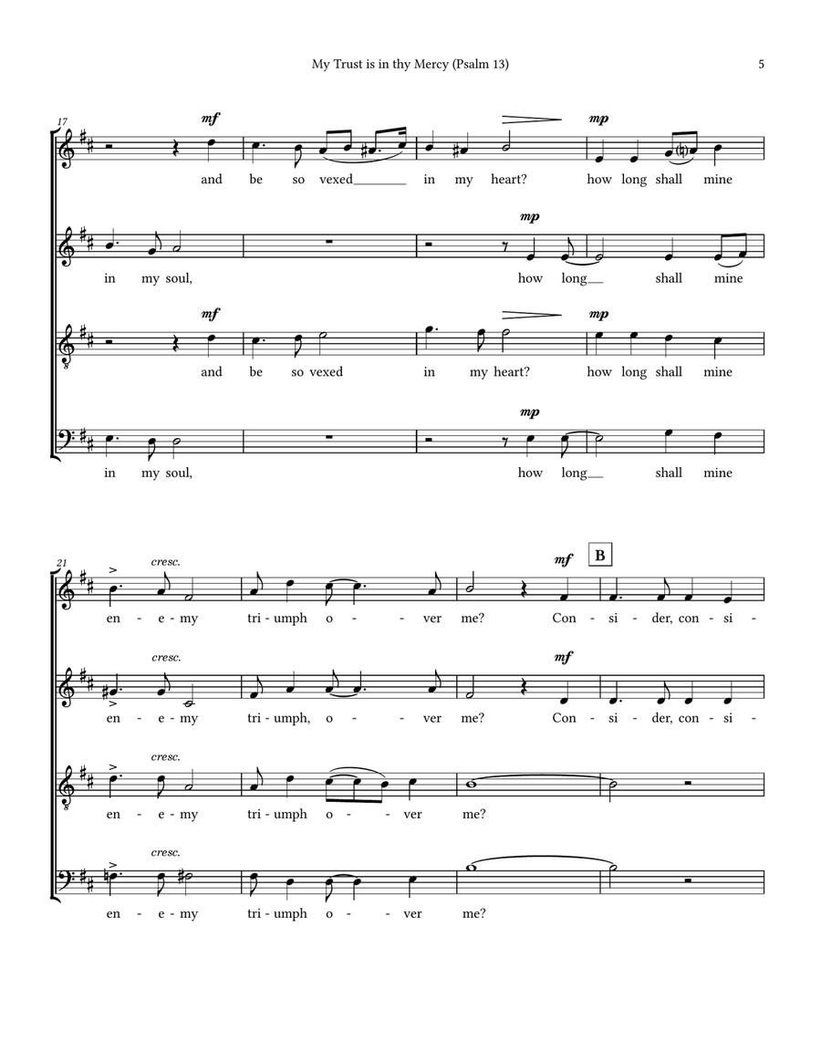 My Trust is in thy Mercy (Psalm 13) 4-Part scores gallery preview page 5