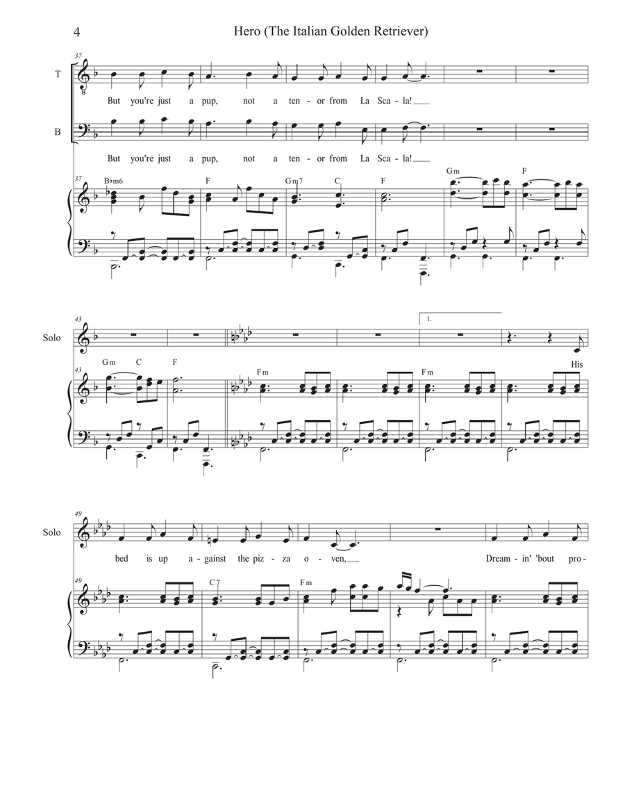 Hero (The Italian Golden Retriever) (Vocal solo with 2-part choir - (TB) TB scores gallery preview page 4
