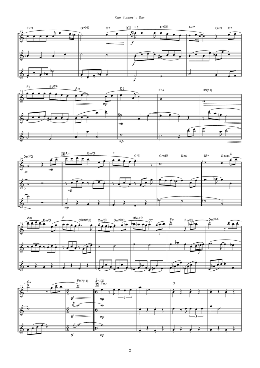 One Summer's Day Flute Trio scores gallery preview page 2