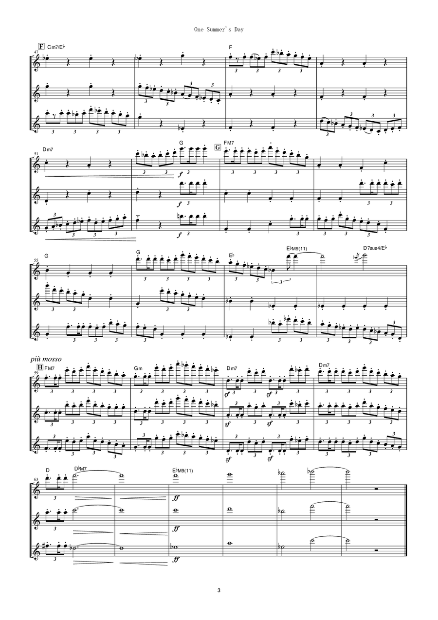One Summer's Day Flute Trio scores gallery preview page 3