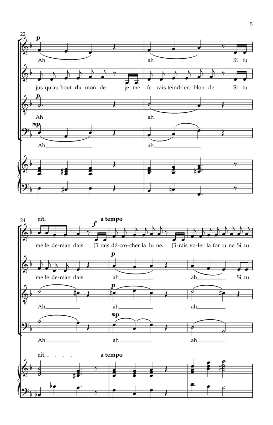 Hymne A L'amour Hymne A L'amour 4-Part scores gallery preview page 5