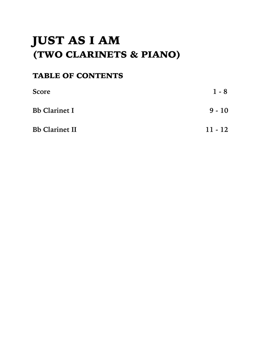 Just As I Am (Trio for Two Clarinets and Piano) Woodwind Duet scores gallery preview page 4
