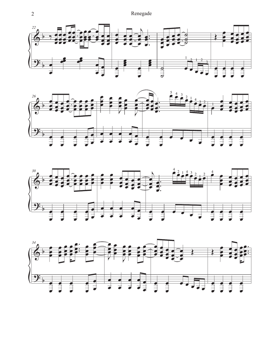Renegade Renegade Piano Solo scores gallery preview page 2