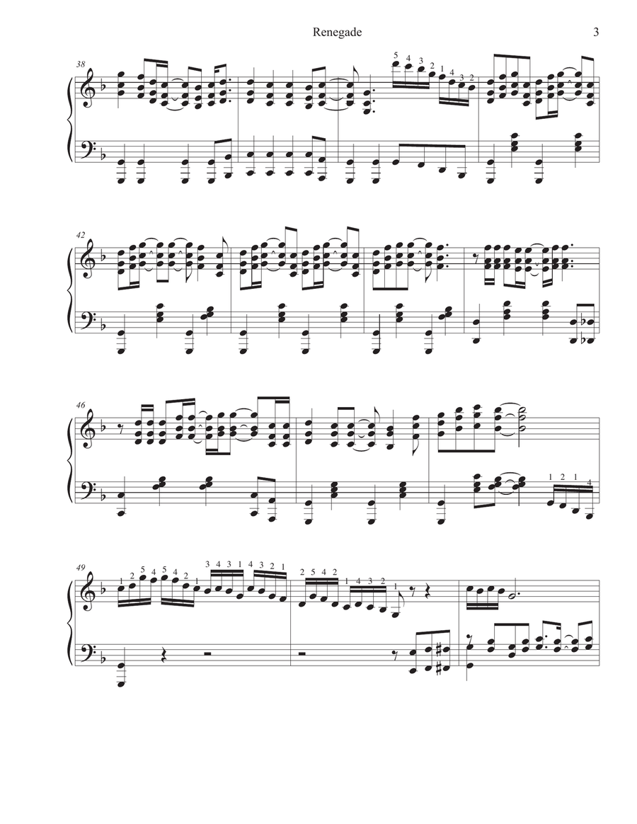 Renegade Renegade Piano Solo scores gallery preview page 3