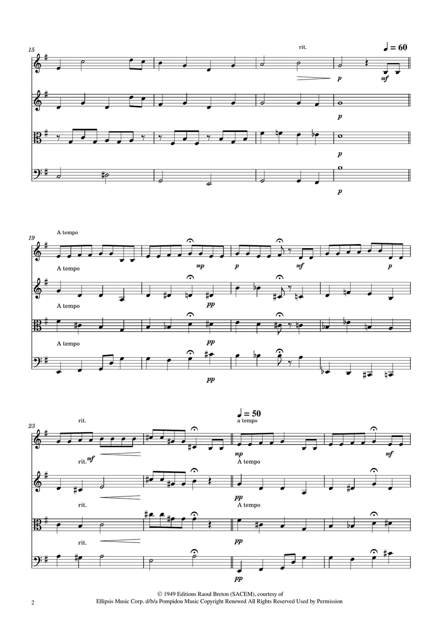 Hymne A L'amour String Quartet scores gallery preview page 2