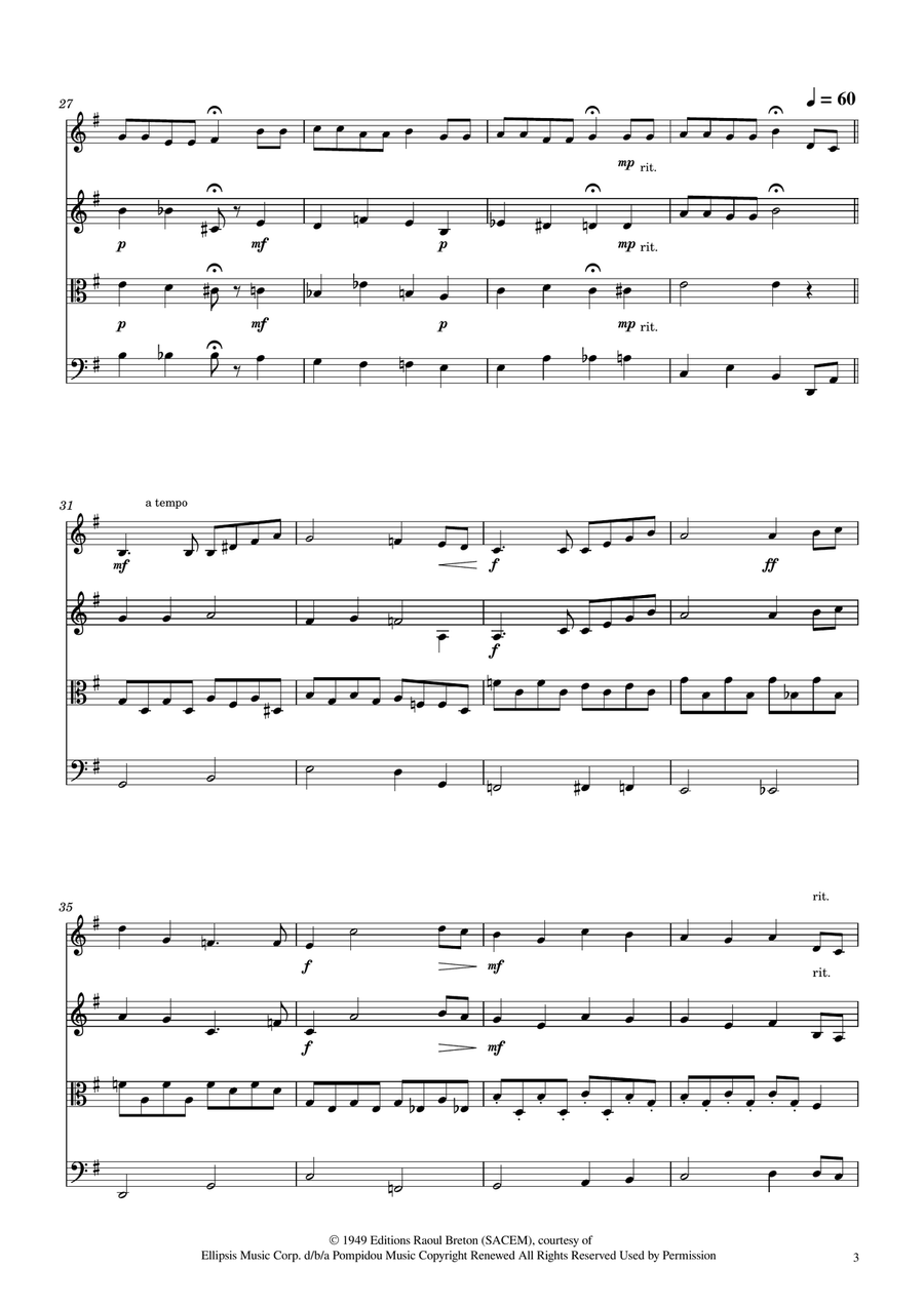 Hymne A L'amour String Quartet scores gallery preview page 3