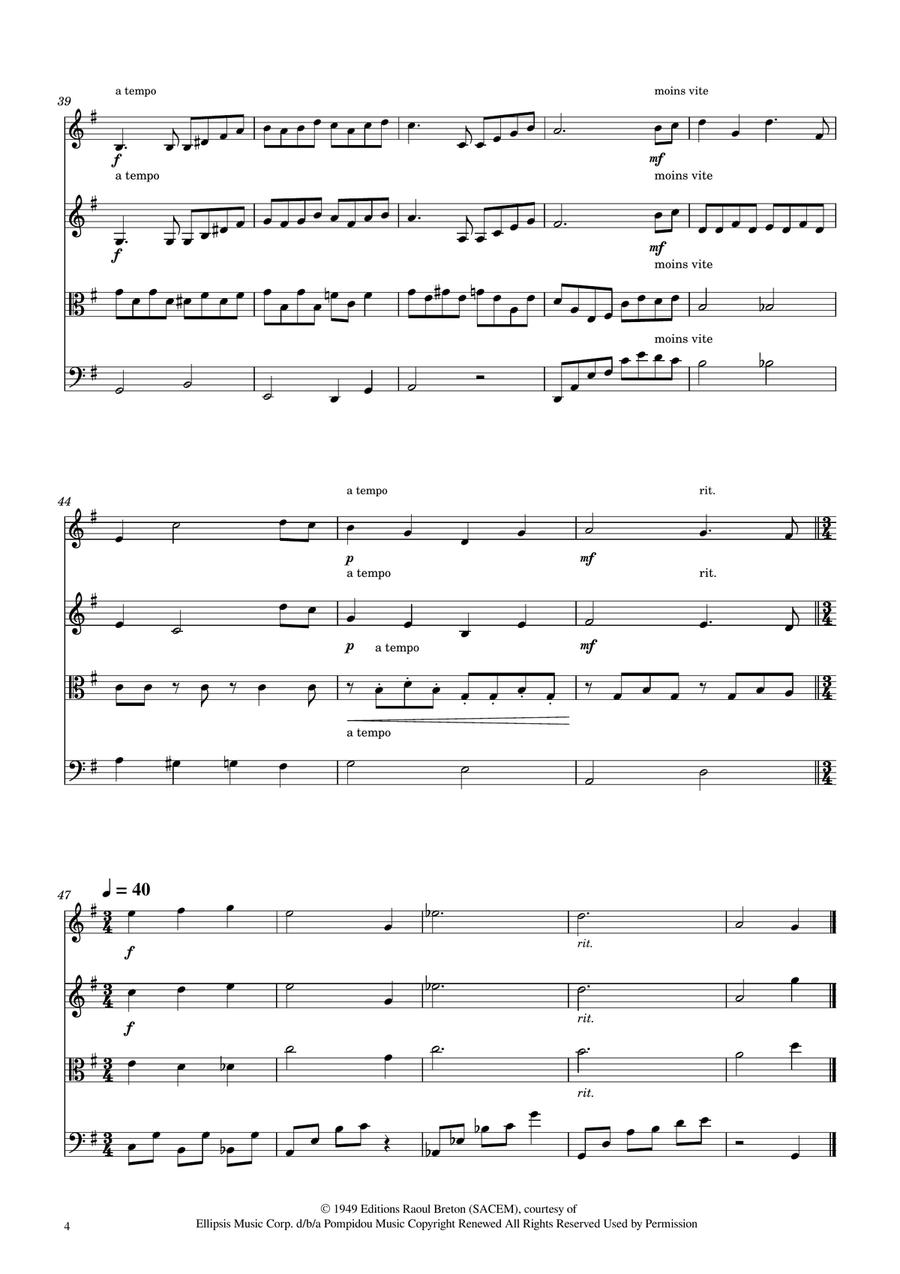 Hymne A L'amour String Quartet scores gallery preview page 4