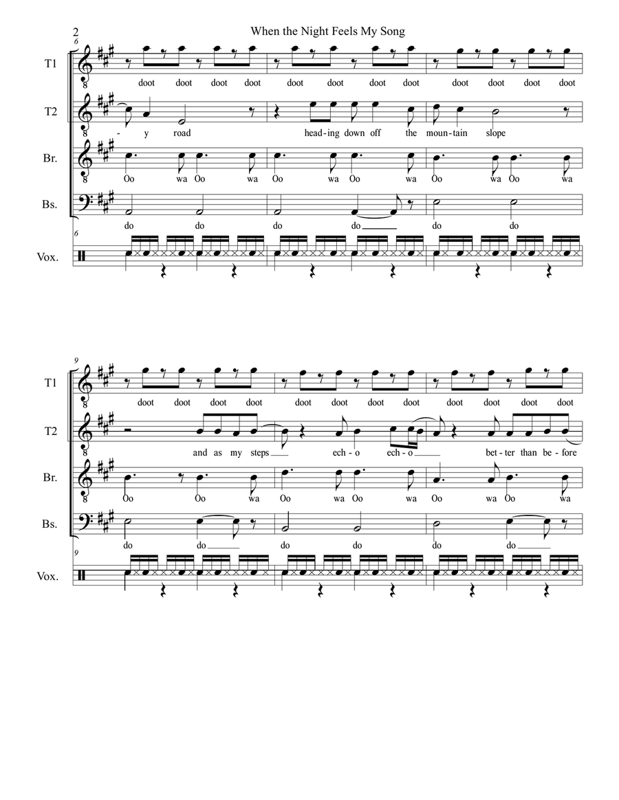 When The Night Feels My Song TTBB scores gallery preview page 3