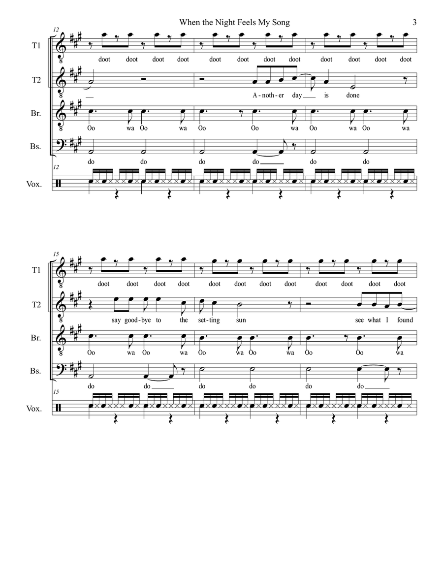 When The Night Feels My Song TTBB scores gallery preview page 4