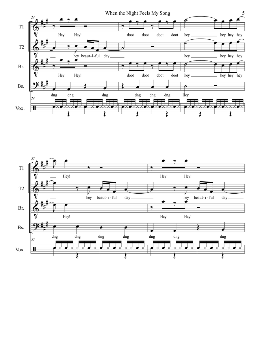 When The Night Feels My Song TTBB scores gallery preview page 6