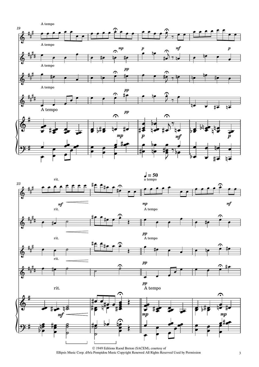 Hymne A L'amour Saxophone Quartet scores gallery preview page 3