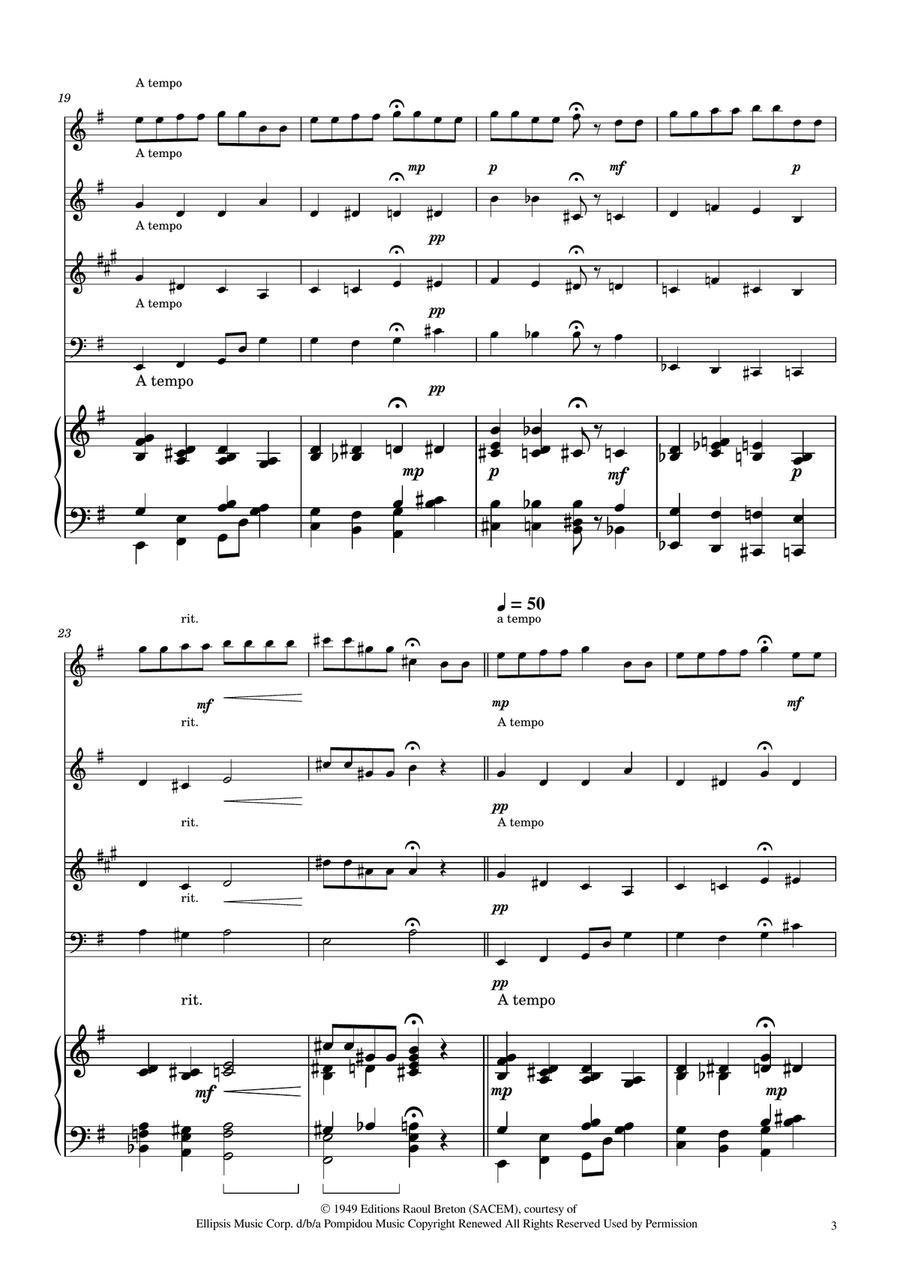 Hymne A L'amour Woodwind Quartet scores gallery preview page 3