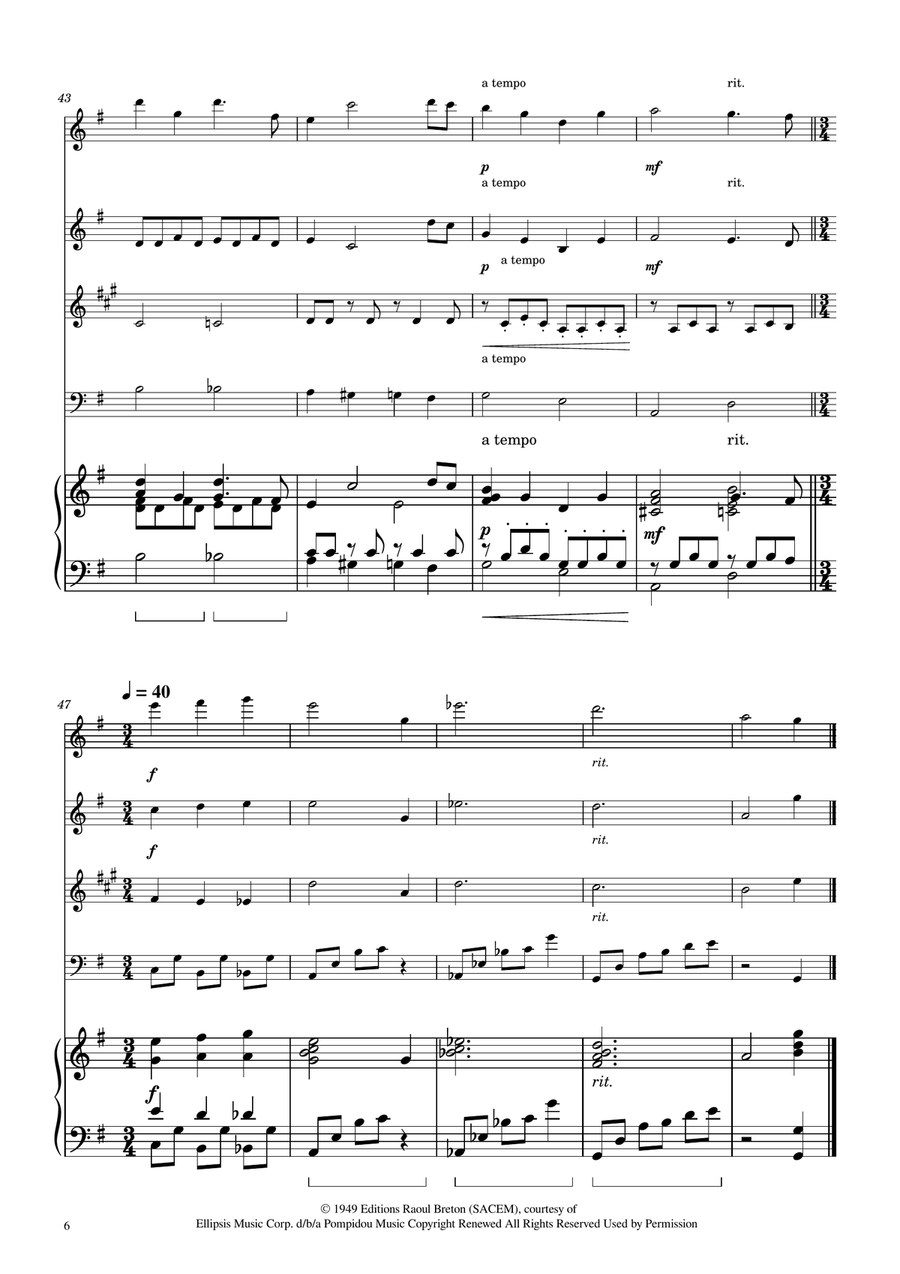 Hymne A L'amour Woodwind Quartet scores gallery preview page 6