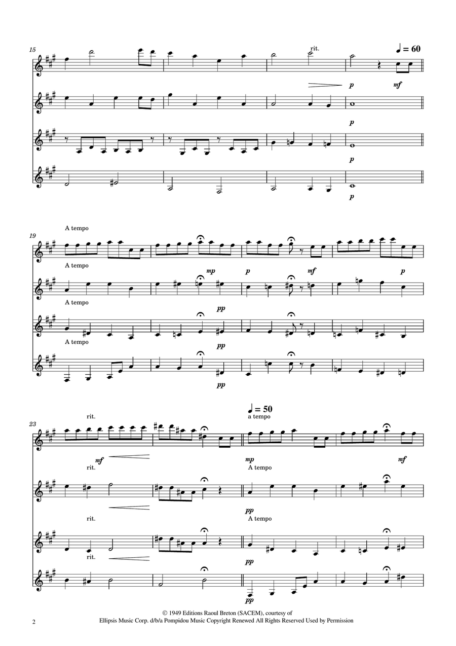 Hymne A L'amour Clarinet Quartet scores gallery preview page 2