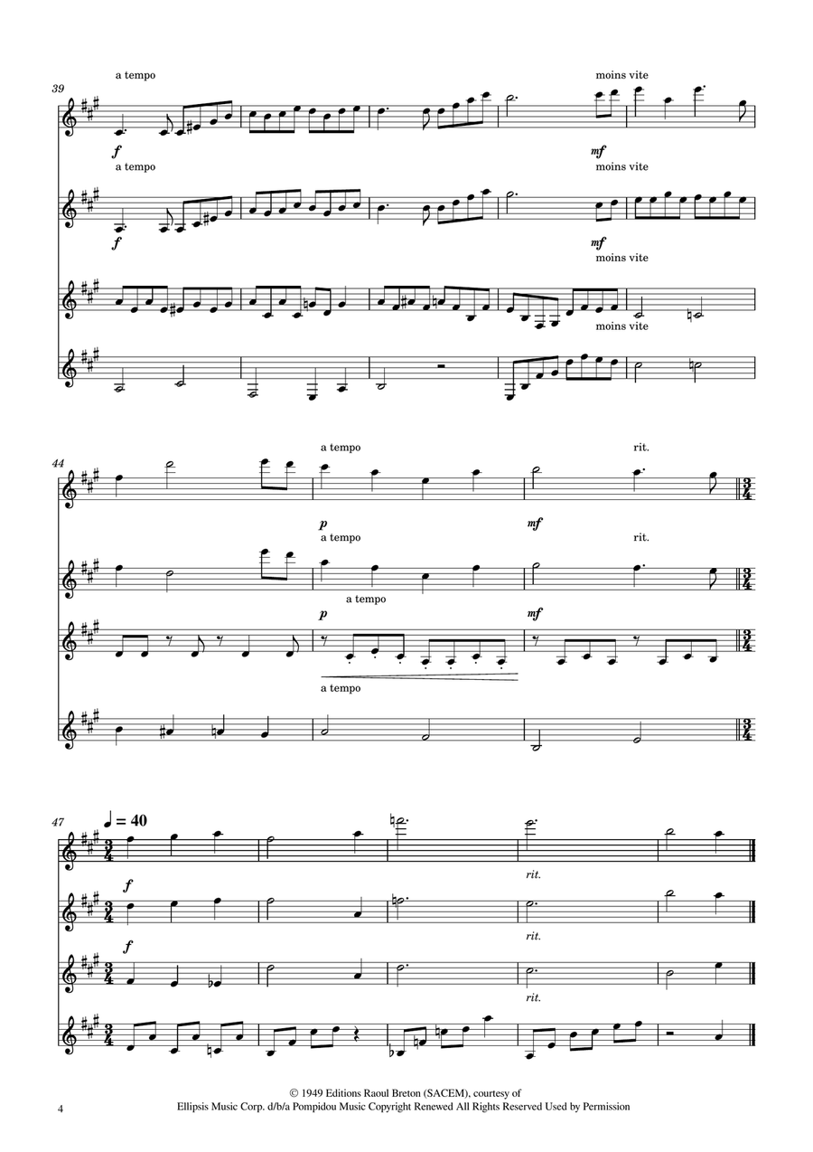 Hymne A L'amour Clarinet Quartet scores gallery preview page 4