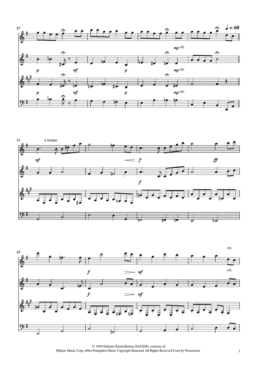 Hymne A L'amour Woodwind Quartet scores gallery preview page 3