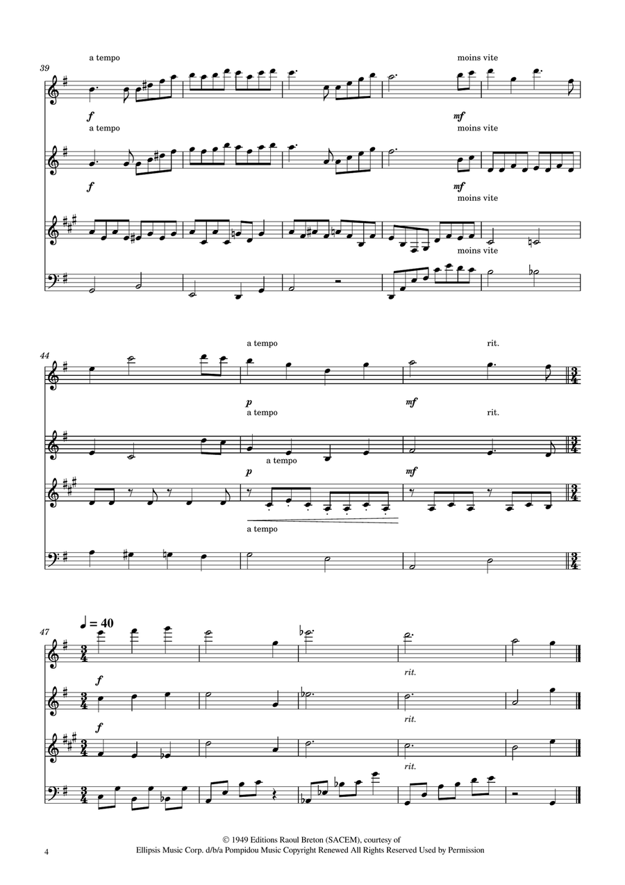 Hymne A L'amour Woodwind Quartet scores gallery preview page 4
