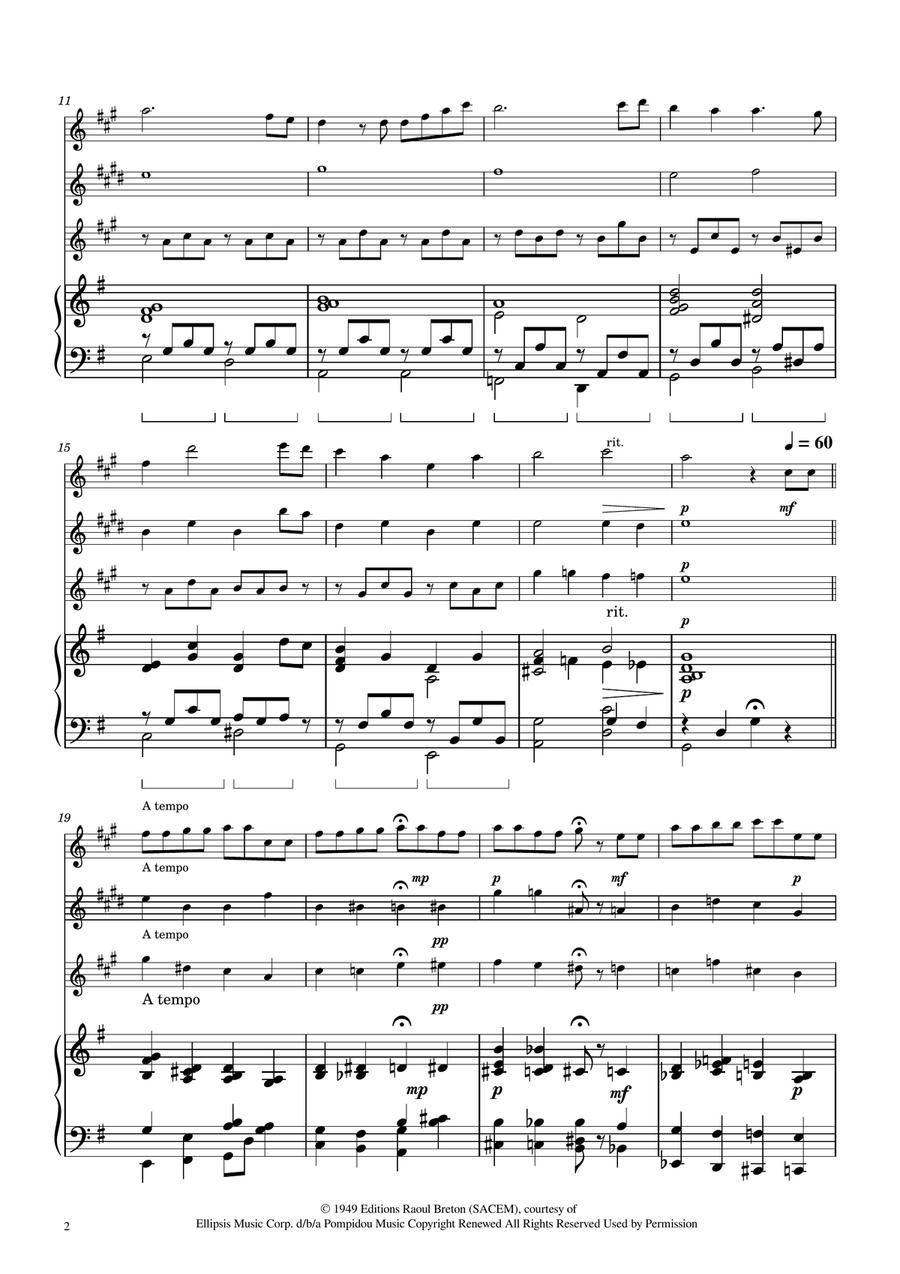 Hymne A L'amour Woodwind Trio scores gallery preview page 2
