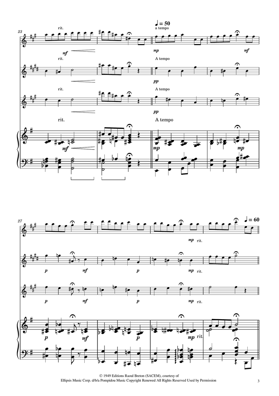 Hymne A L'amour Woodwind Trio scores gallery preview page 3