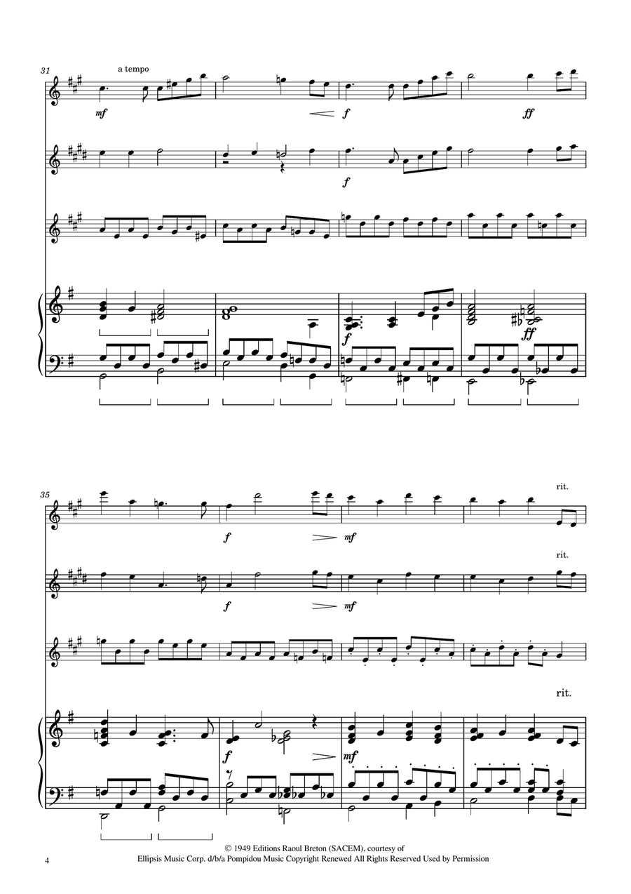 Hymne A L'amour Woodwind Trio scores gallery preview page 4