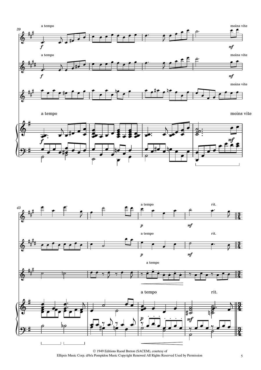 Hymne A L'amour Woodwind Trio scores gallery preview page 5