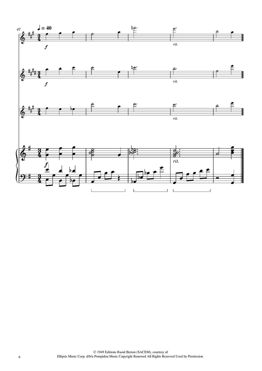Hymne A L'amour Woodwind Trio scores gallery preview page 6