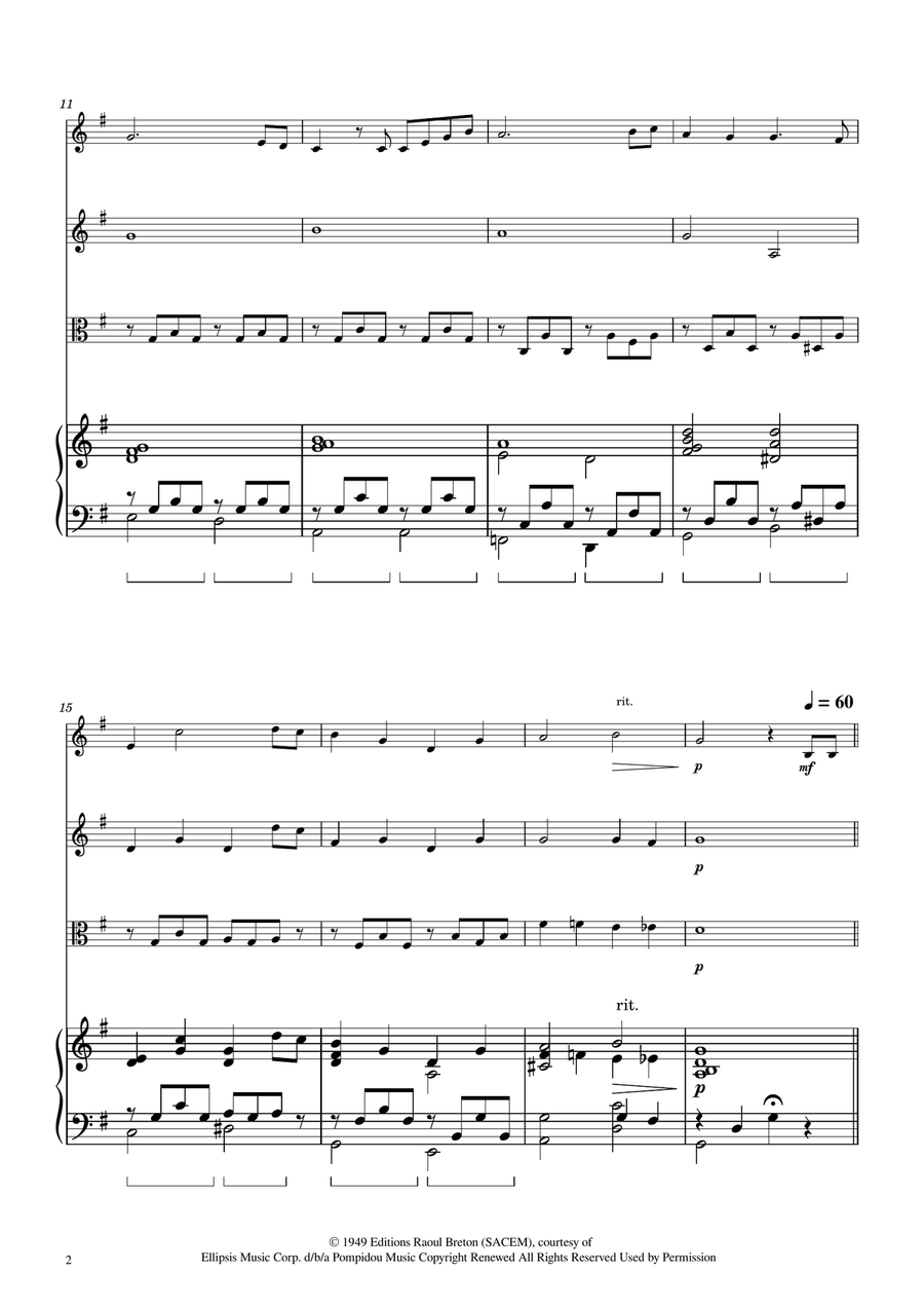 Hymne A L'amour String Trio scores gallery preview page 2