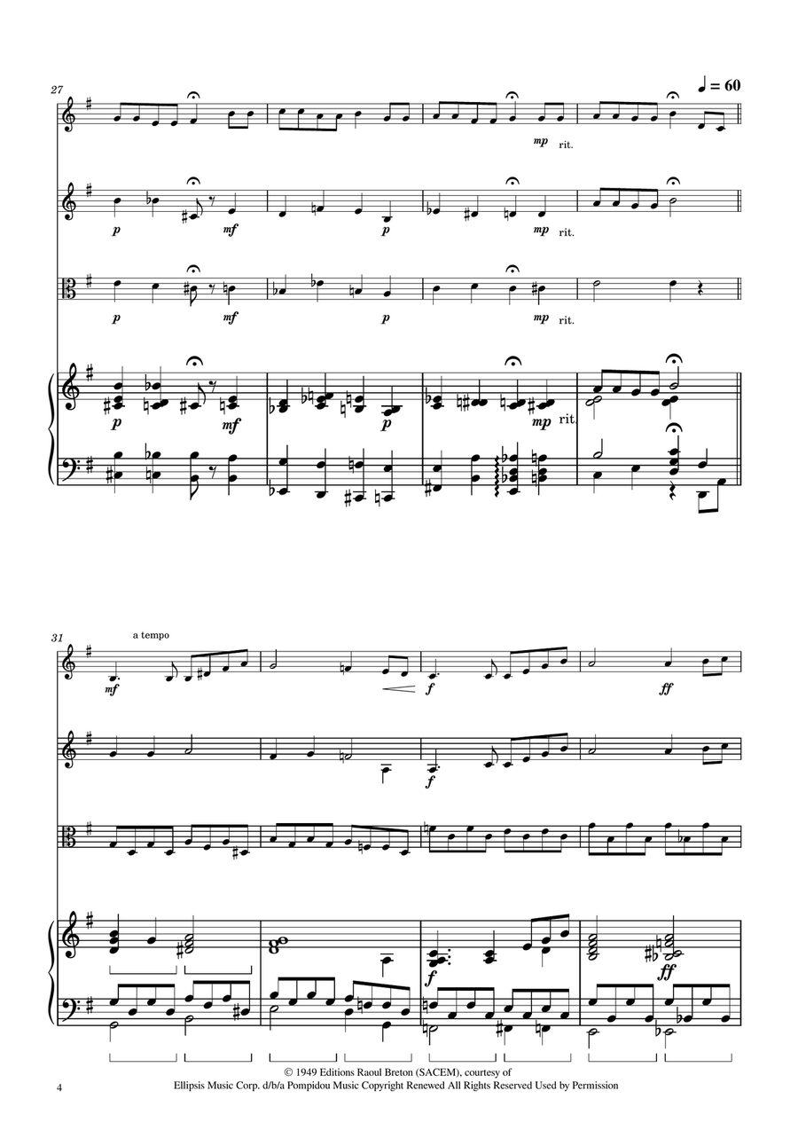 Hymne A L'amour String Trio scores gallery preview page 4