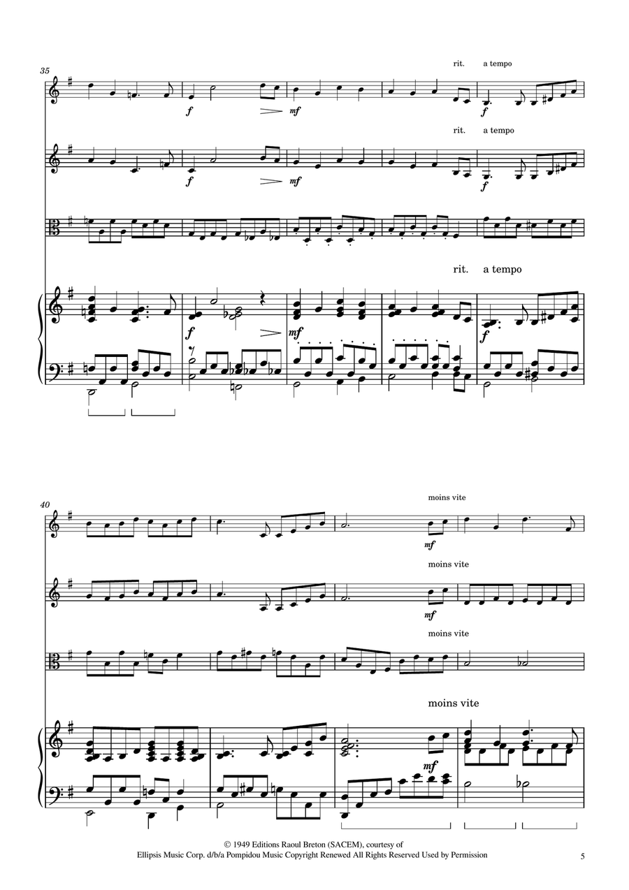Hymne A L'amour String Trio scores gallery preview page 5