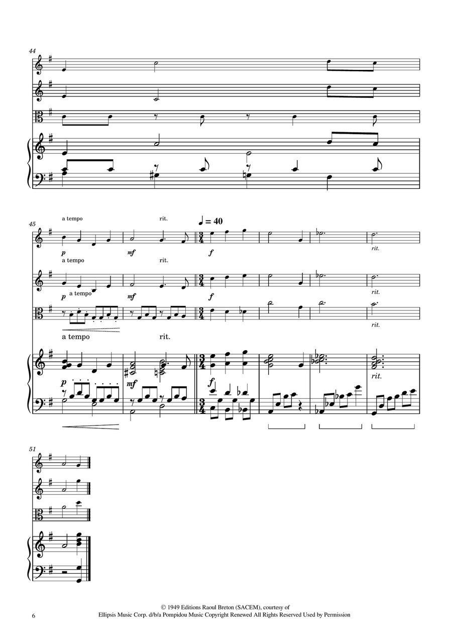 Hymne A L'amour String Trio scores gallery preview page 6