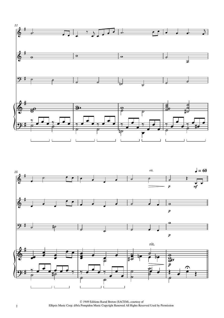 Hymne A L'amour String Trio scores gallery preview page 2
