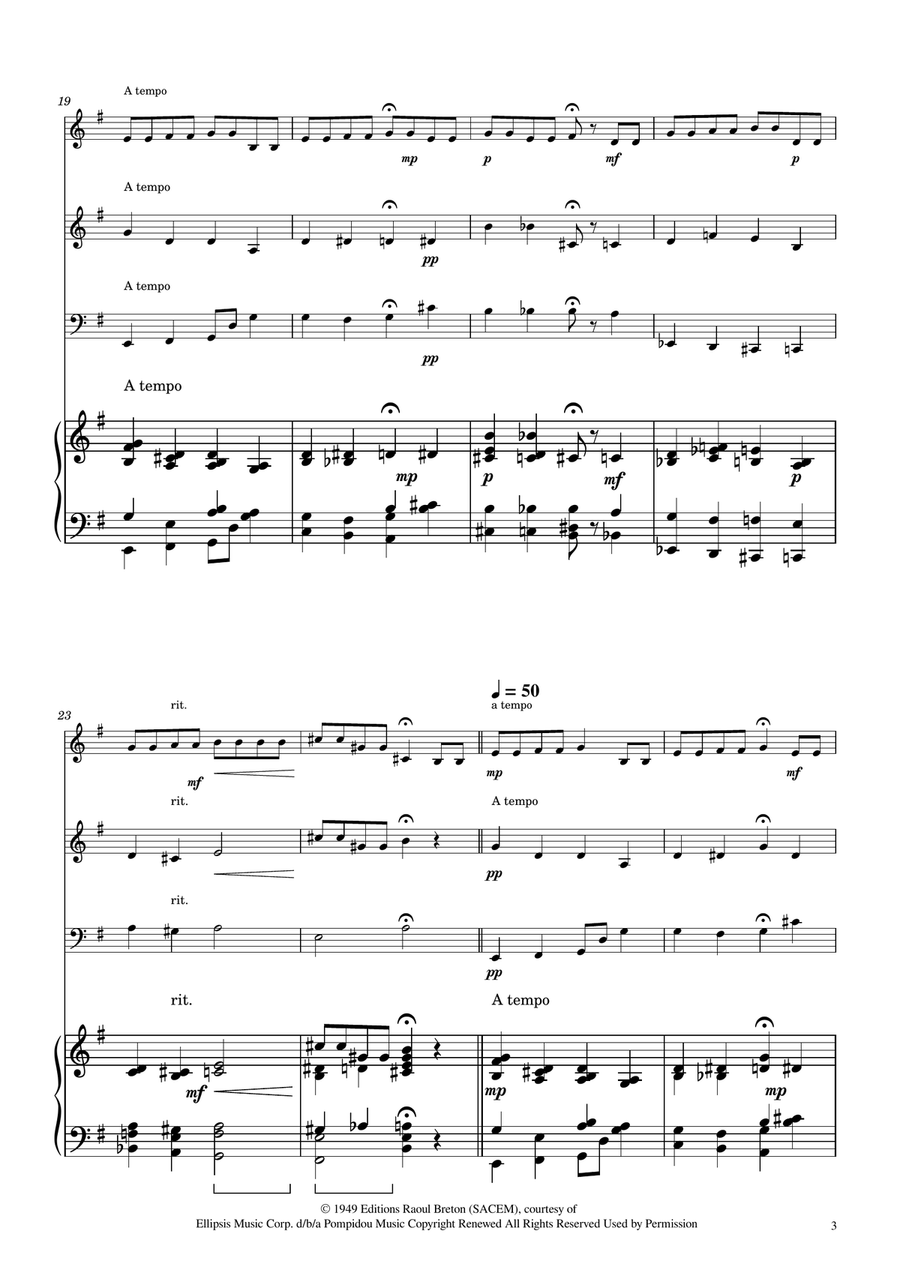 Hymne A L'amour String Trio scores gallery preview page 3