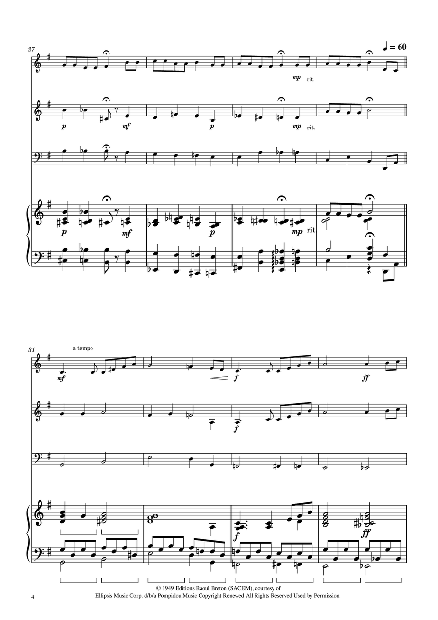 Hymne A L'amour String Trio scores gallery preview page 4