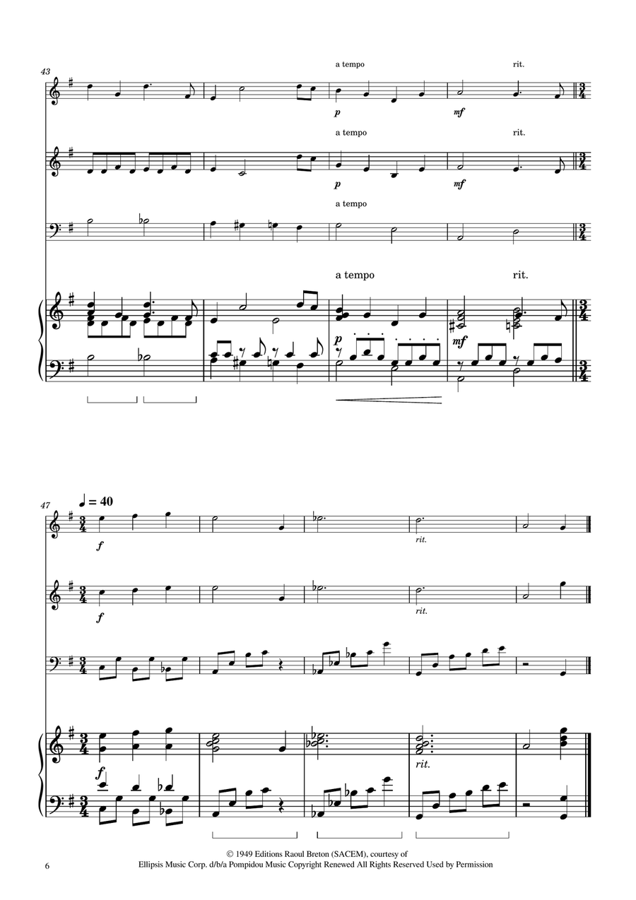 Hymne A L'amour String Trio scores gallery preview page 6
