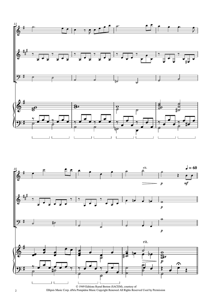 Hymne A L'amour Woodwind Trio scores gallery preview page 2