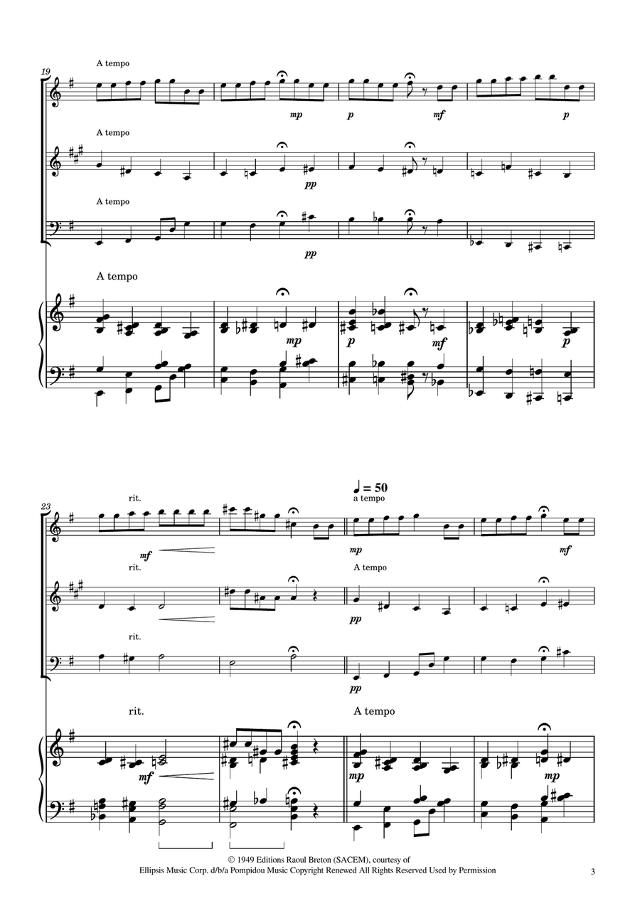 Hymne A L'amour Woodwind Trio scores gallery preview page 3