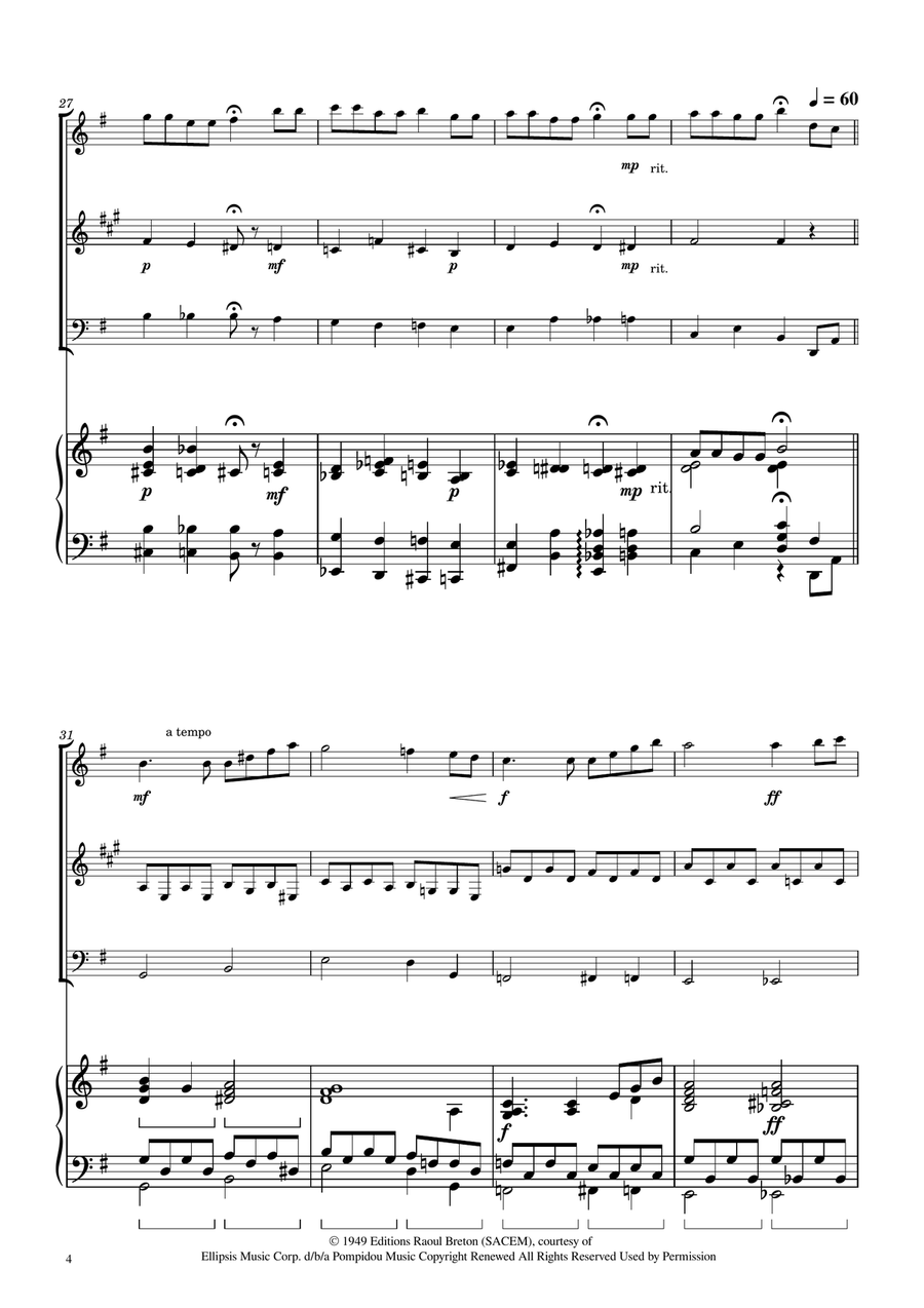 Hymne A L'amour Woodwind Trio scores gallery preview page 4