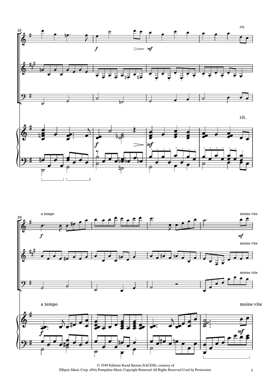 Hymne A L'amour Woodwind Trio scores gallery preview page 5
