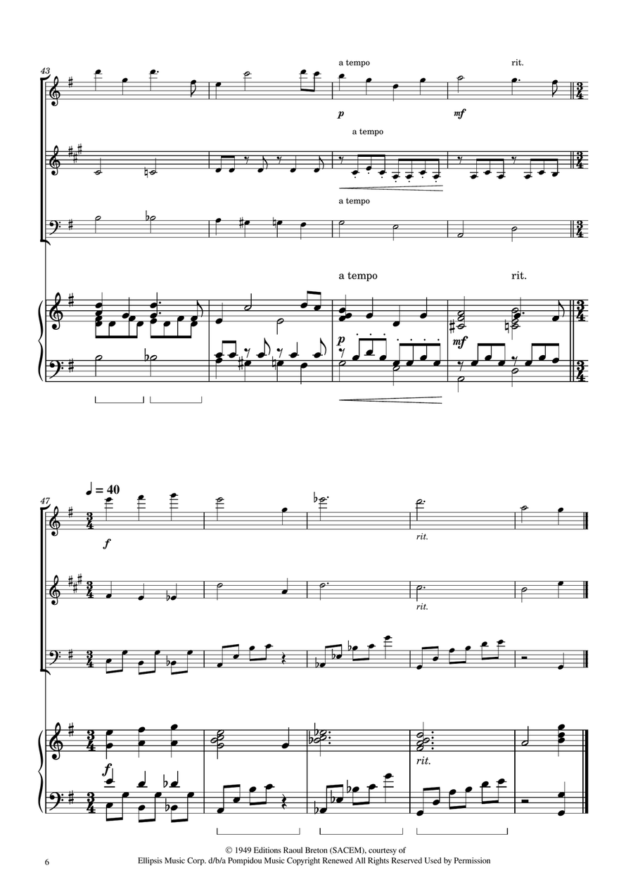 Hymne A L'amour Woodwind Trio scores gallery preview page 6
