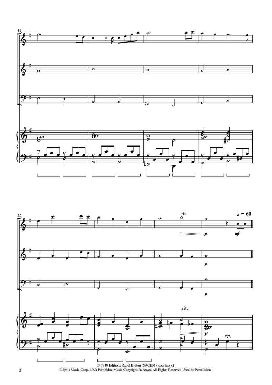 Hymne A L'amour Woodwind Trio scores gallery preview page 2