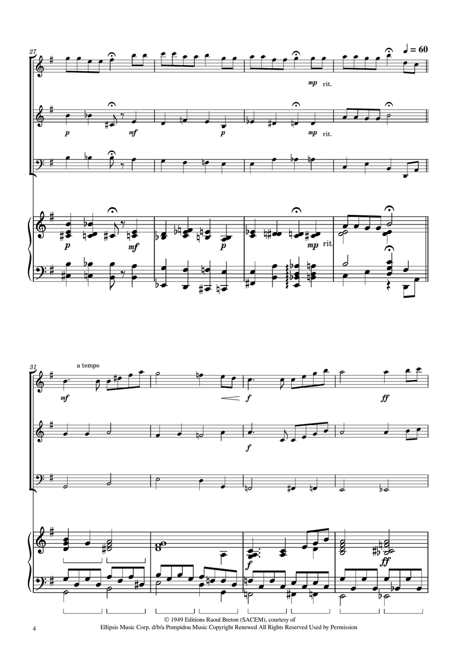 Hymne A L'amour Woodwind Trio scores gallery preview page 4