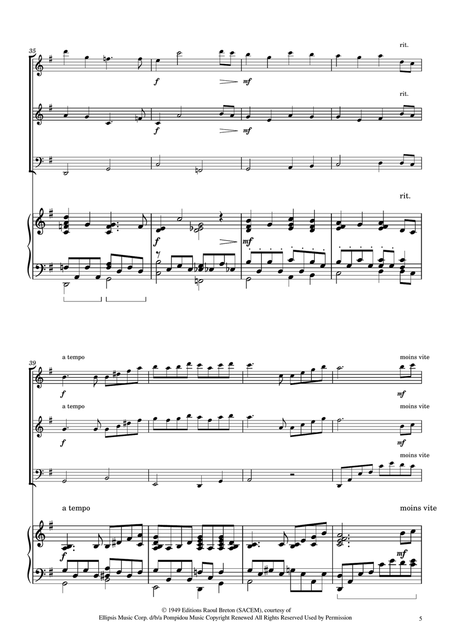 Hymne A L'amour Woodwind Trio scores gallery preview page 5