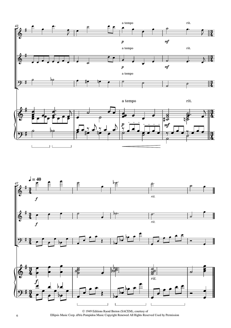 Hymne A L'amour Woodwind Trio scores gallery preview page 6