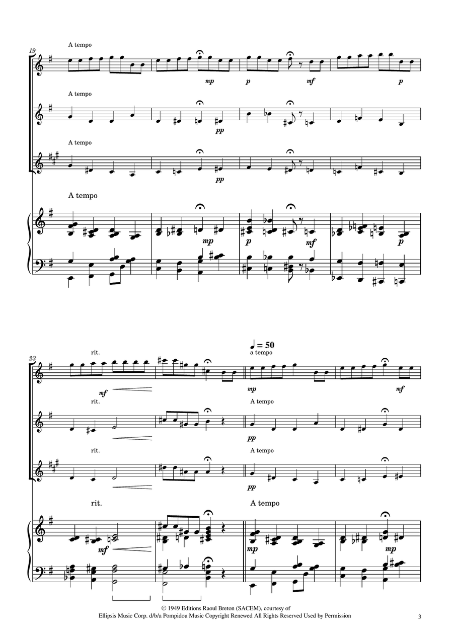 Hymne A L'amour Woodwind Trio scores gallery preview page 3