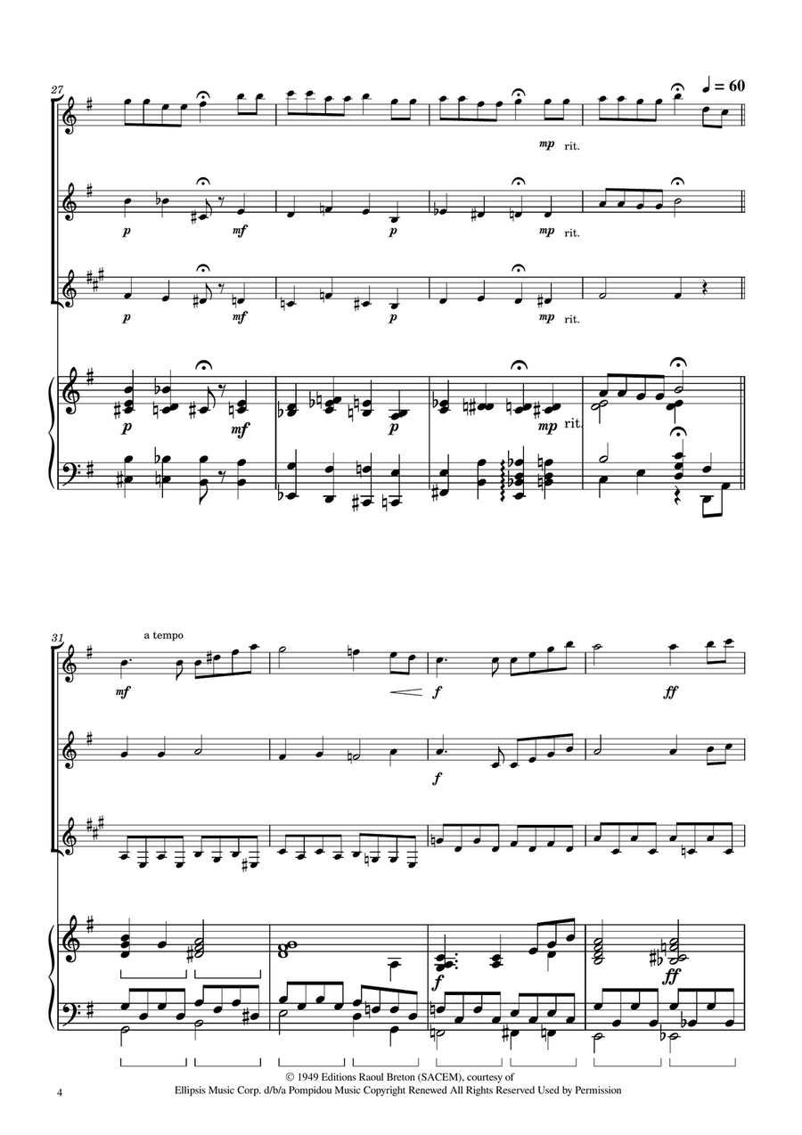 Hymne A L'amour Woodwind Trio scores gallery preview page 4